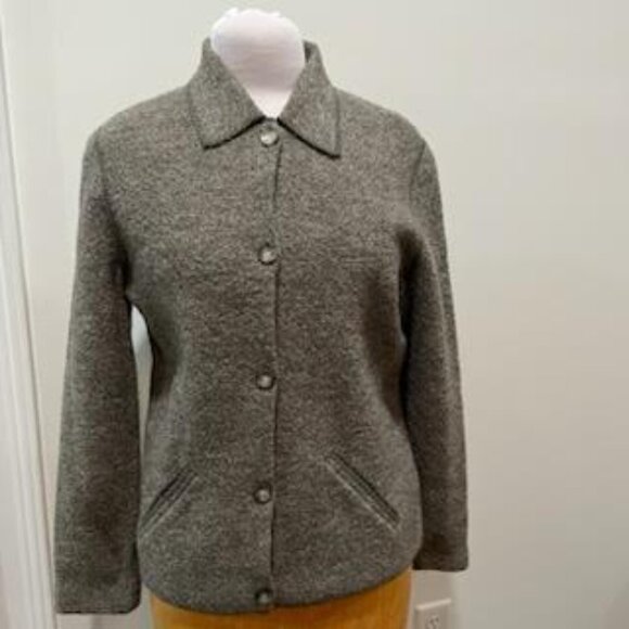 Evan Picone Wool Cardigan Sz Small Gray Long Sleeve Button Down Casual - Picture 4 of 8